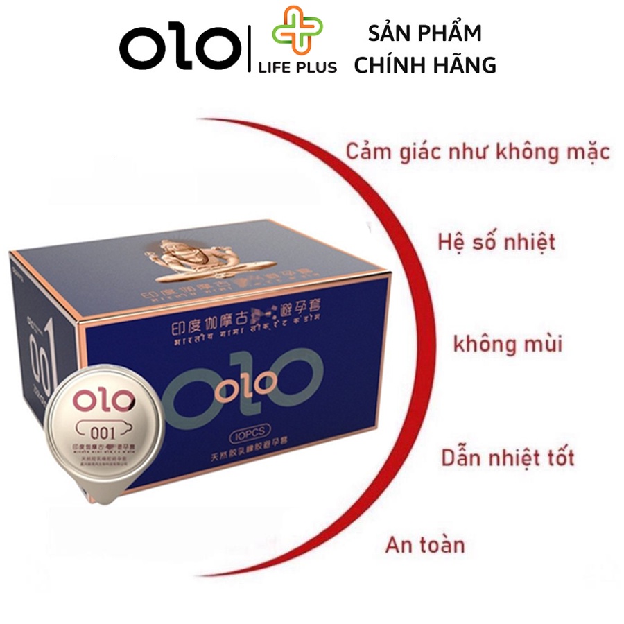 Bao Cao Su Siêu Mỏng OLO Nữ Thần Tăng Thời Gian QH, Nhiều Gel Bôi Trơn Hộp 10 bcs - Tặng Bao Cao Su LP01-Life Plus Store