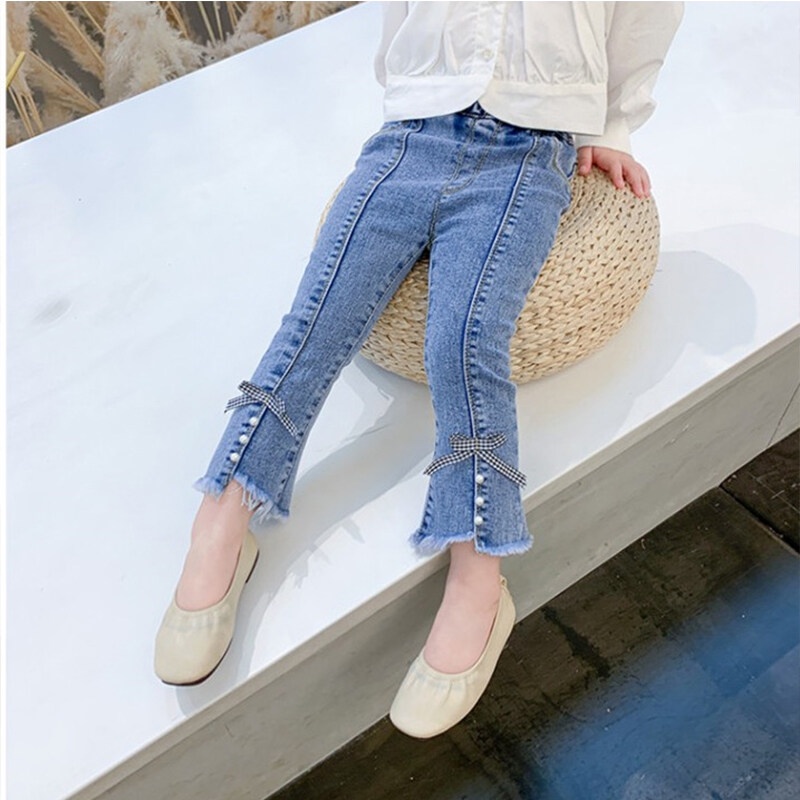 Quần jeans Dài Ống Loe Thời Trang Dành Cho Bé Gái