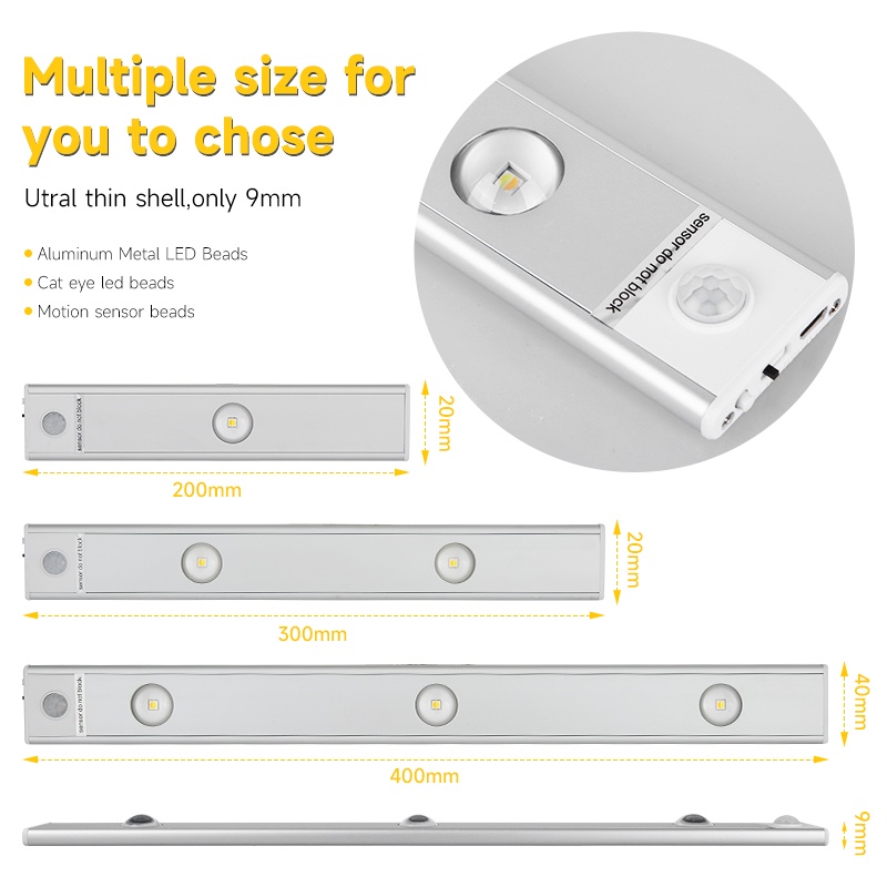Đèn LED CHUANGYANG cảm biến chuyển động 3 màu sắc điều chỉnh độ sáng được 20cm/ 30cm/ 40cm