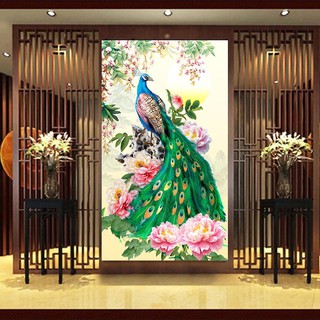 Tranh Thêu Con Công Kim Cương