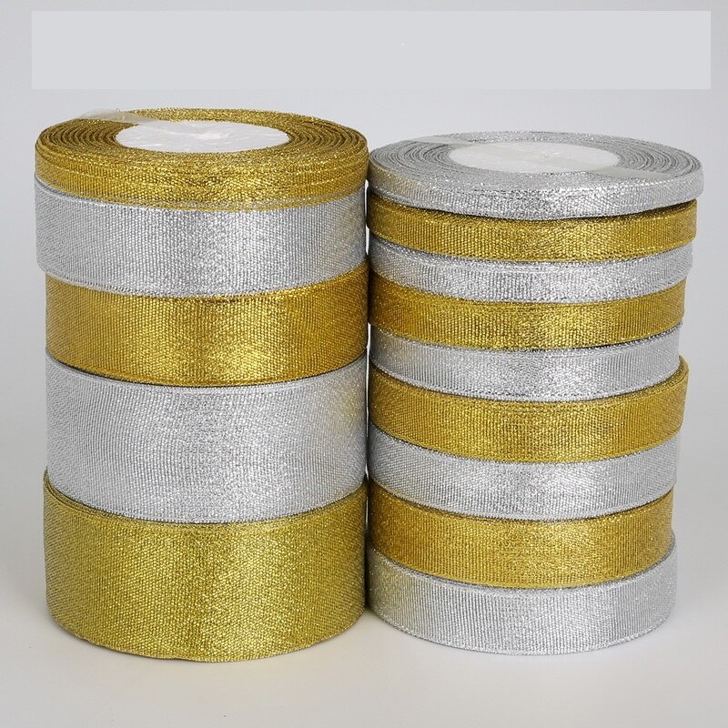 Cuộn dây ruy băng 25 yard 22m màu bạc/vàng kim trang trí tiệc cưới đa dụng