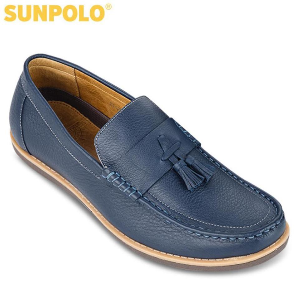 [Sale 3/3]Giày Lười Nam Da Bò SUNPOLO Đen Nâu Xanh Navy - SUKT2581DNX -x13