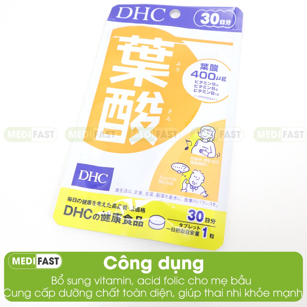 Viên uống cho mẹ bầu DHC Folic Acid - Bổ sung Axit Folic mỗi ngày giúp mẹ bầu khỏe mạnh, thai nhi phát triển toàn diện