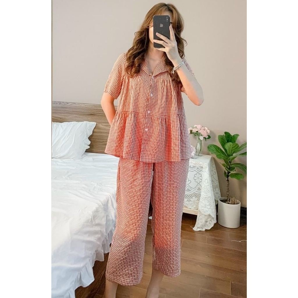 Bộ đồ bầu cộc tay M392 chất đũi cotton freesize từ 45 đến 70kg