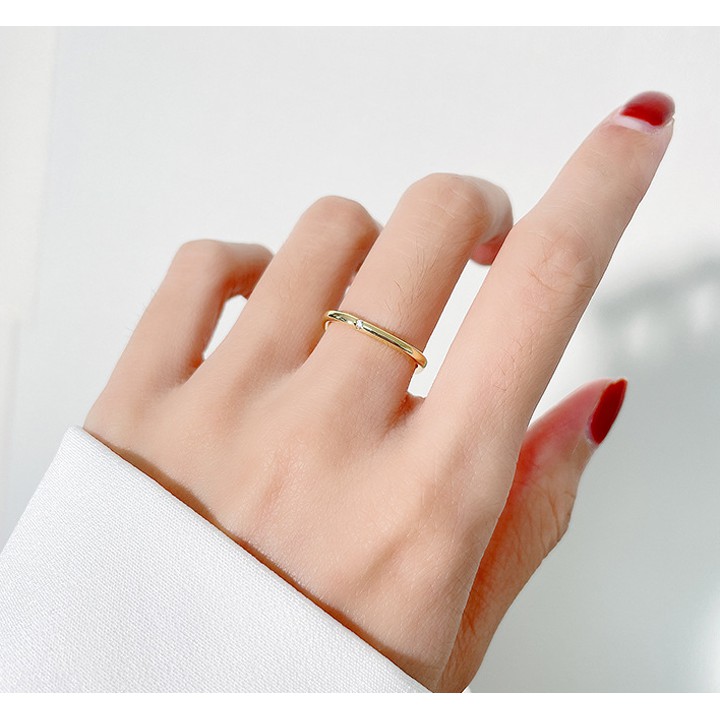 Nhẫn titan cao cấp hình vuông đính viên đá nhỏ siêu cute, bền màu, sang trọng, quý phái