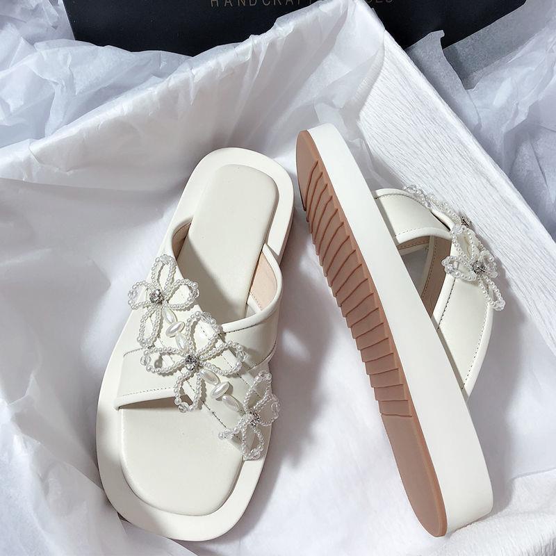 Giày sandal công chúa đế dày đính ngọc trai phong cách Hàn Quốc mùa hè mới 2021 cho nữ sinh #3