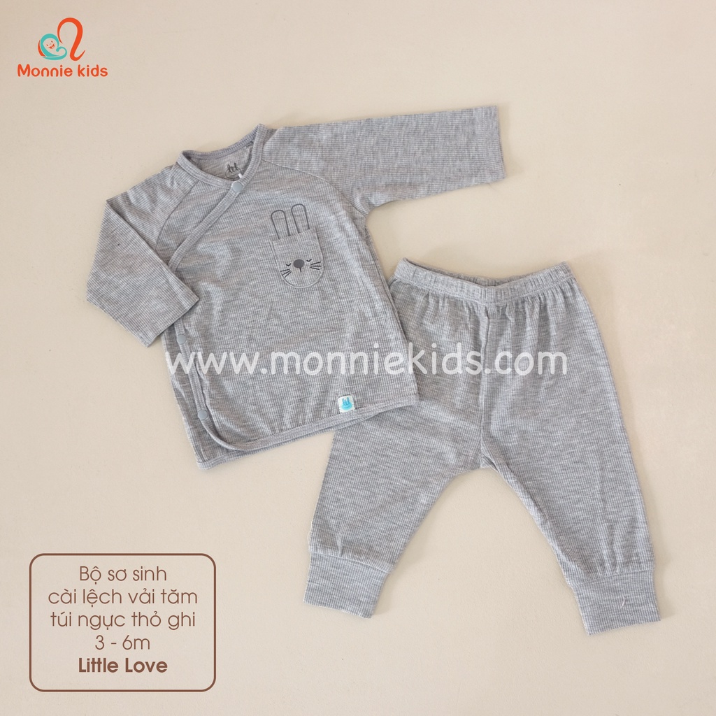 Bộ cài lệch Lil Little Love chất liệu vải tăm túi ngực 0-3/3-6M - Monnie Kids