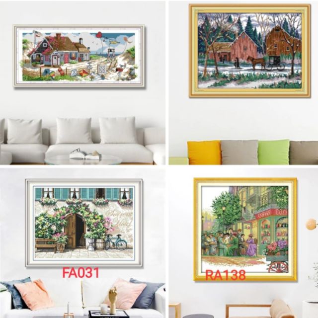 FA031 Tranh thêu chữ thập ngôi nhà hạnh phúc Joy