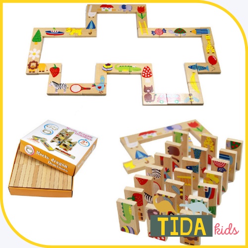 Đồ Chơi Gỗ TIDA KIDS SHOP, Đồ Chơi Thông Minh Meets Dragon Dominoes Ghép Gỗ 3D Nhiều Hình Cho Bé Giá Tốt