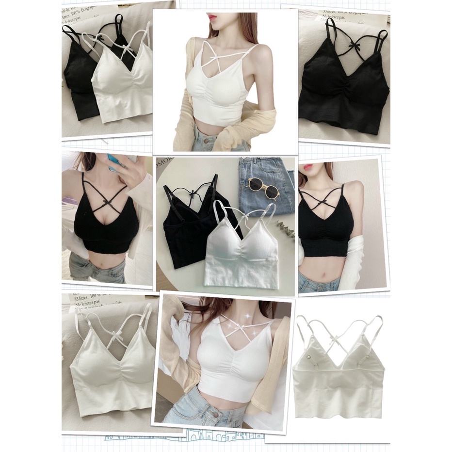 Áo bra nữ áo lót len tăm lưng đan chéo kiểu dáng thể thao trẻ trung freesize mã A088