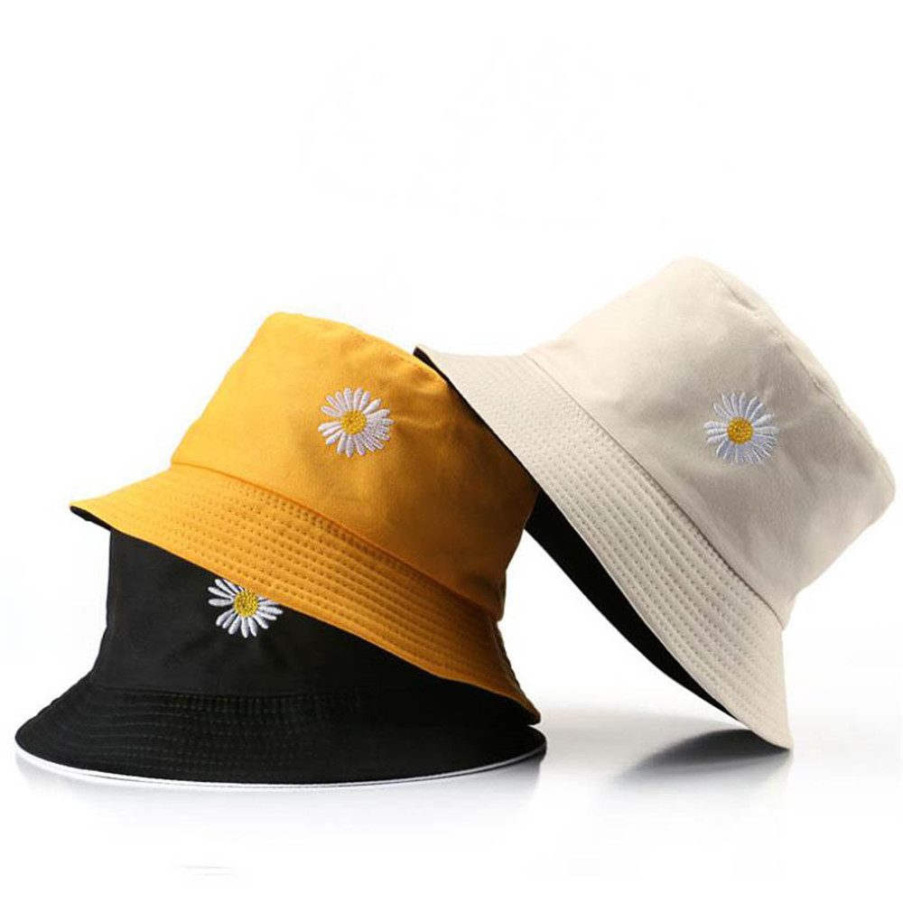 🎉ONLY🎉 Fashion Double-Sided Bucket Hat Women Men Sun Hat Daisies Fisherman Cap Outdoor Sunscreen Summer Casual Cotton Foldable