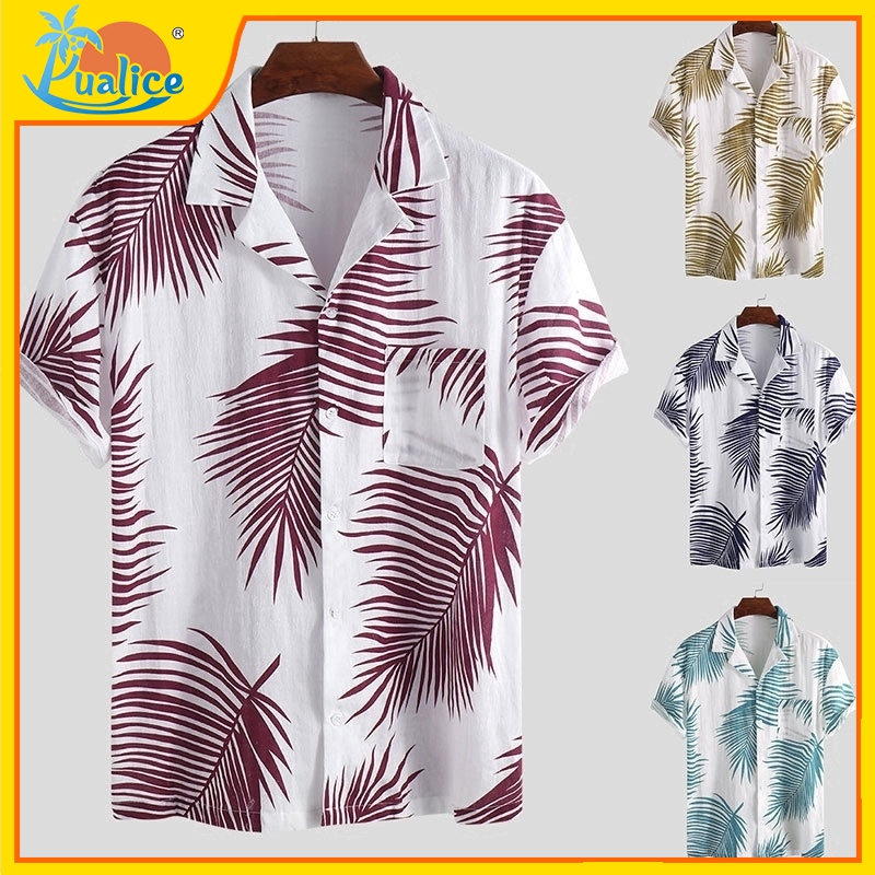 The Hawaiian Lines In The Frozen Day Shirts and Short Sleeves of Sleeves with The Male Shirts Short-handed Men's Sleeves.