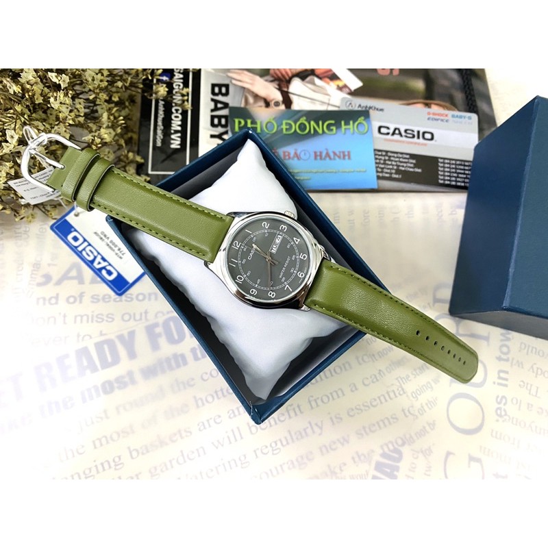Đồng hồ nam dây da chính hãng Casio Anh Khuê MTP-V006L-3BUDF