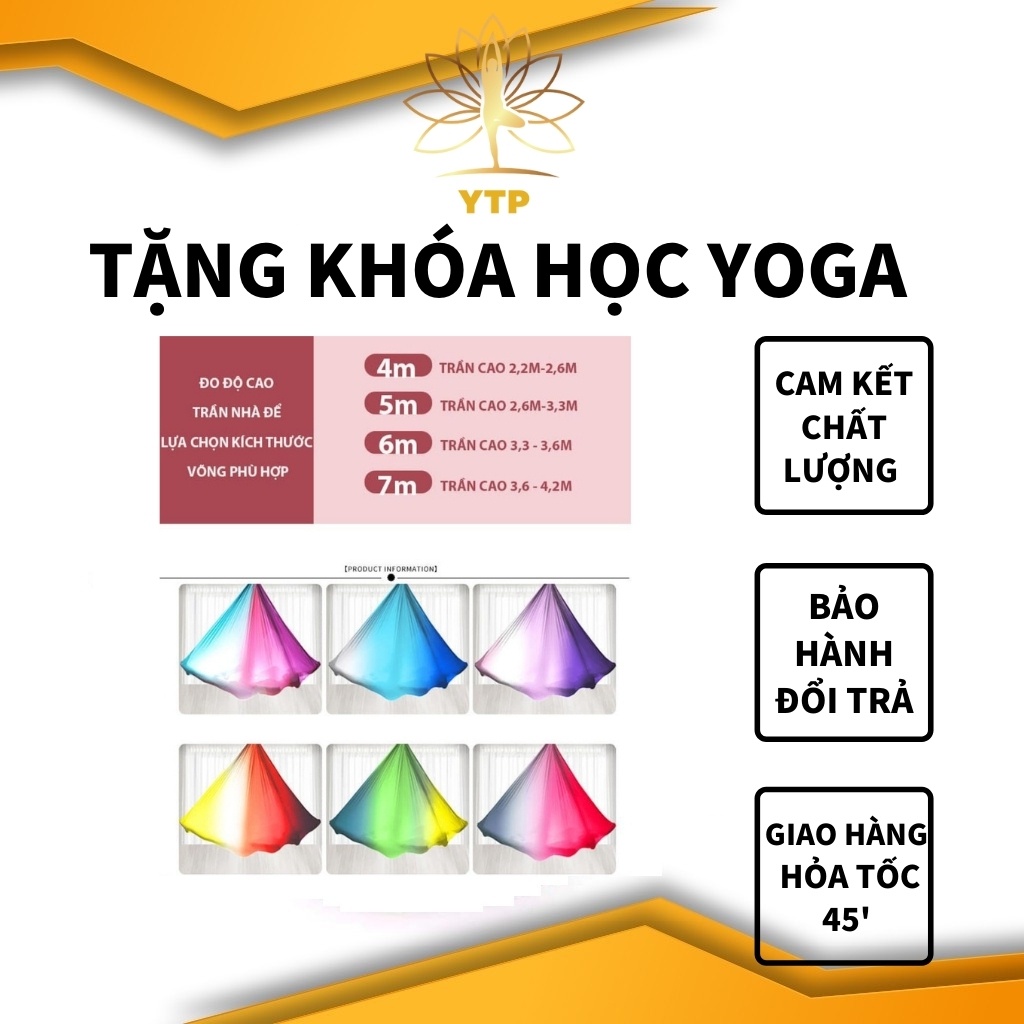 Võng Tập Yoga Cao Cấp Không Trọng Lực 7 Màu, Chất Lụa Mát, Không Bai Xù, ONEFFIT Võng Lụa 7 Maù. GKK