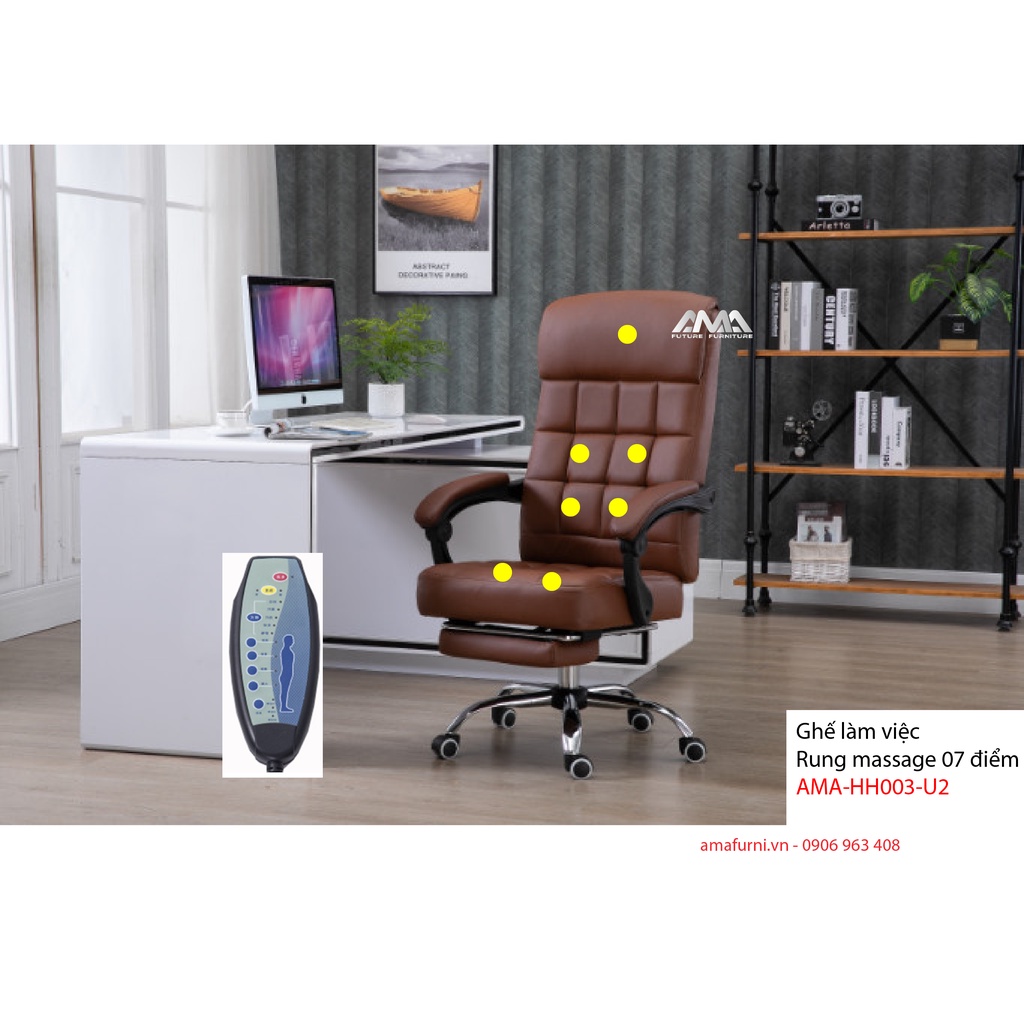 Ghế Giám Đốc Ngả Lưng Rung Massage 07 Điểm Kèm Remote Điều Khiển AMA-HH003-U2