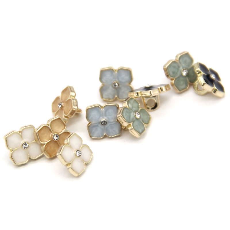 Set 10 Nút Áo Hình Bông Hoa 11mm Bằng Kim Loại Màu Vàng Dành Cho May Vá Thủ Công