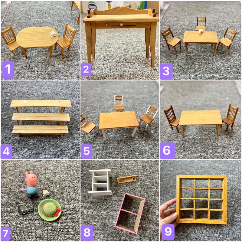 NT1-BÀN GHẾ TỦ TRƯNG BÀY HOẶC CHO BÚP BÊ 1:8