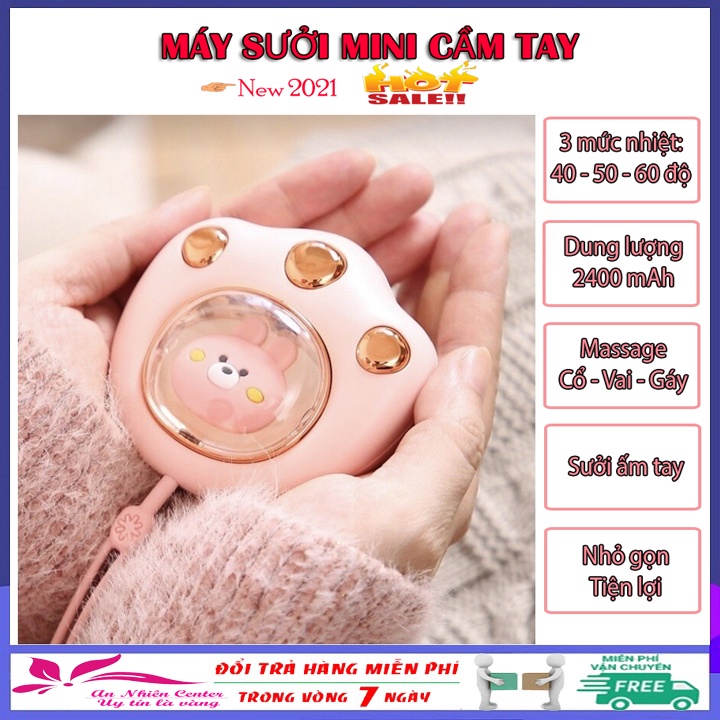 Máy sưởi mini cầm tay đa chức năng 2400 mah, quạt sưởi ấm mini thông minh nhỏ gọn, bỏ túi