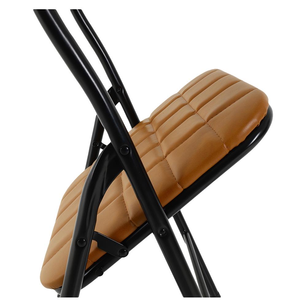 HomeBase FURDINI Ghế xếp văn phòng bằng thép tựa lưng bằng mousse bọc da PU W44xH80xD48,5cm màu nâu