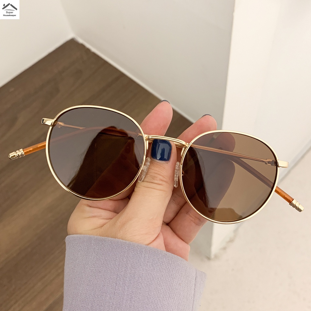 Kính Mát Gọng Oval Kim Loại Chống Tia UV400 Chống Lóa Thời Trang Cho Nam Và Nữ