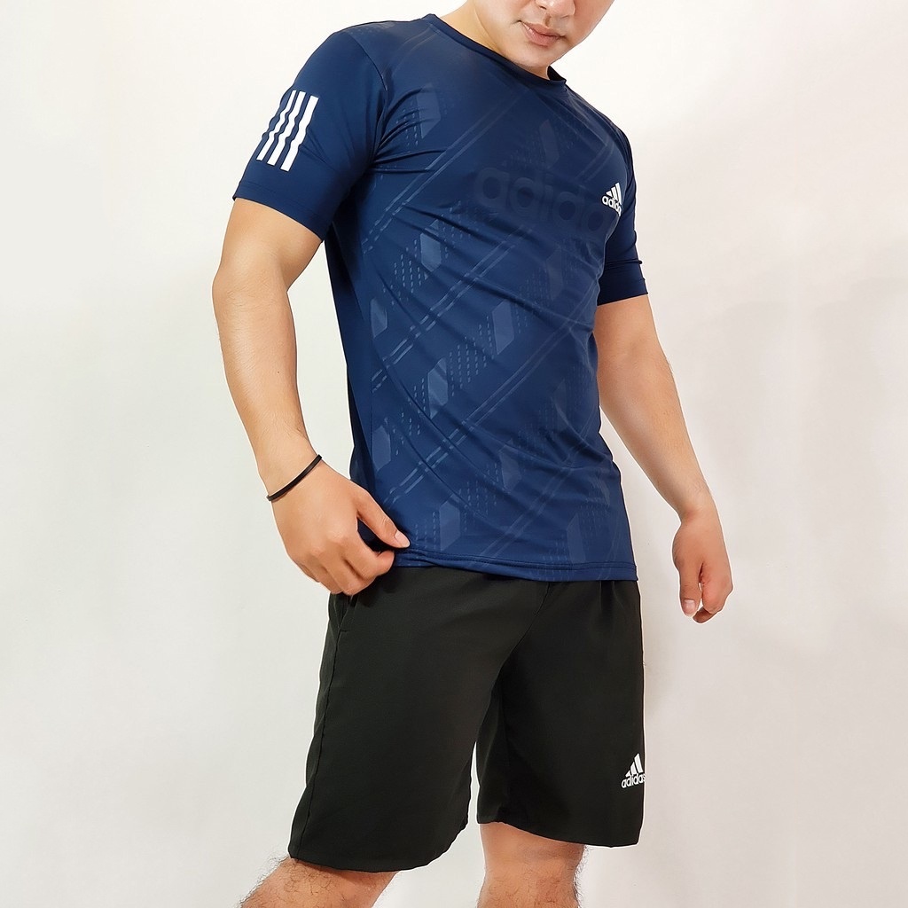 Bộ quần áo thể thao Nam Adidas Cộc tay chất liệu thun lạnh mềm mịn,co giãn 4 chiều, thấm hút mồ hôi