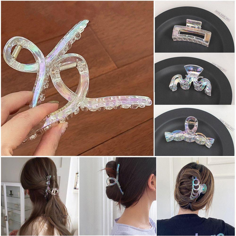 BJA Kẹp Tóc Càng Cua Màu Trơn Trong Suốt Cho Nữ