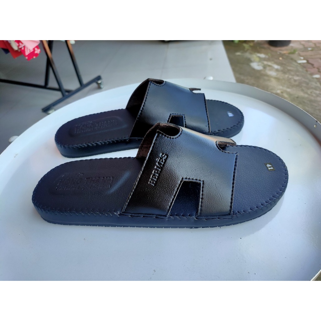 Dép Da Nam Cao Cấp Dép Nam Chữ H Da Bò Đế Caosu Cao Cấp Hồng Thạnh
