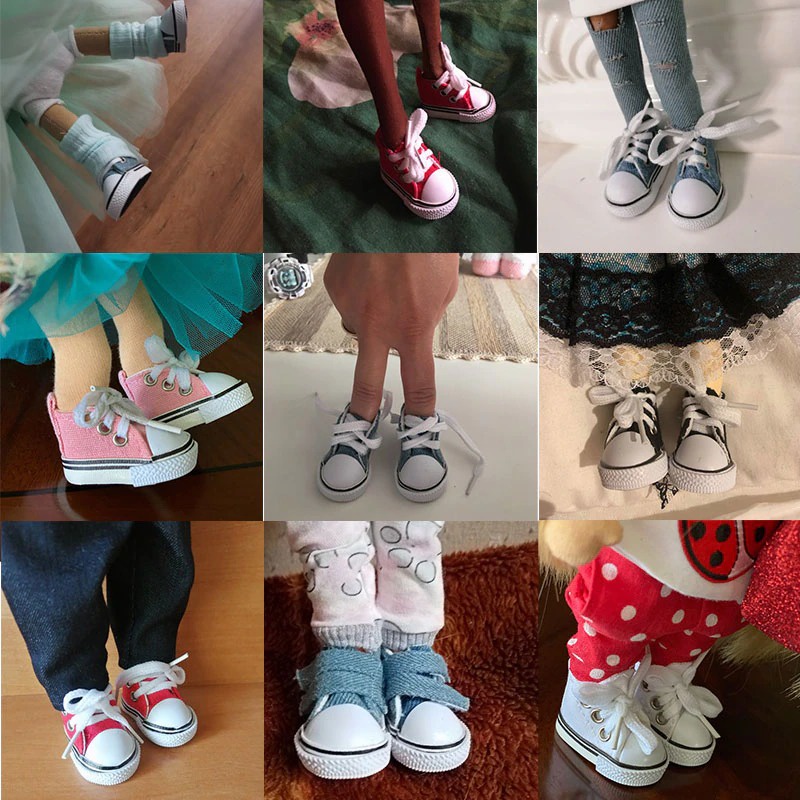 Giày Thể Thao Vải Bạt Cổ Cao 5cm Thời Trang Cho Búp Bê BJD 1/6