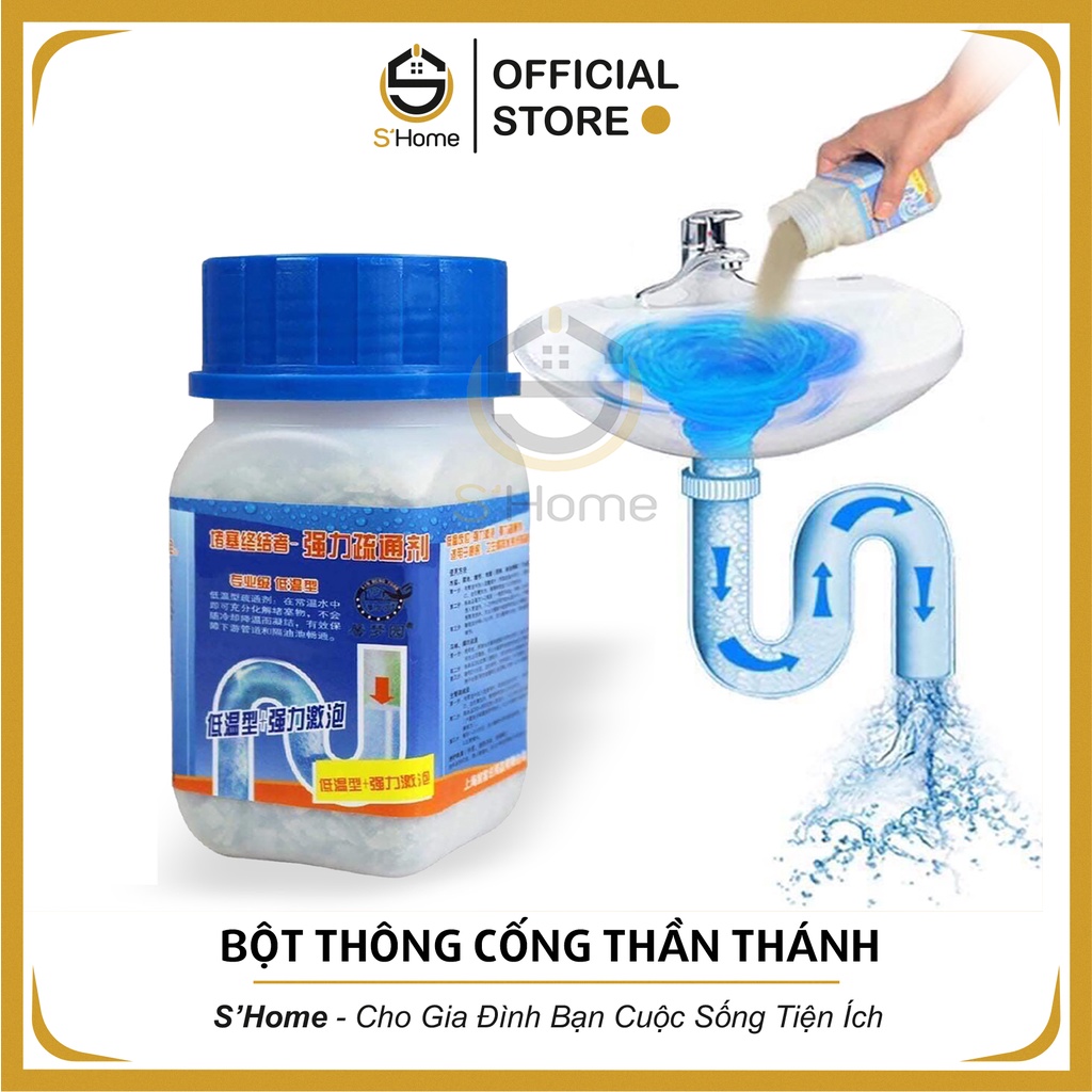Bột Thông Cống ❤️S'Home❤️ Bột Thông Bồn Cầu, Thông Tắc Đường Ống, Bồn Rửa Chén, Lavabo - SH30