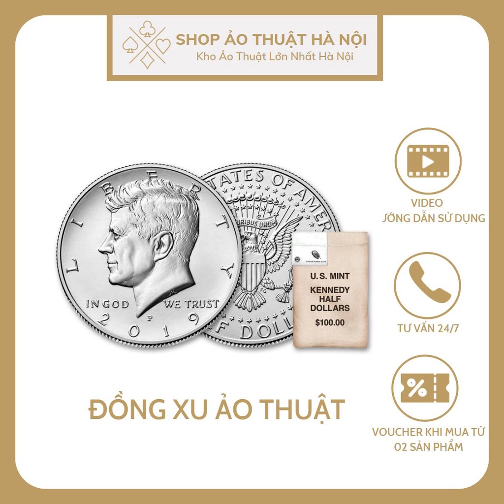 Đồng Xu Half Dollar Coin Bạc Làm Ảo Thuật Đường Phố Cực Rẻ
