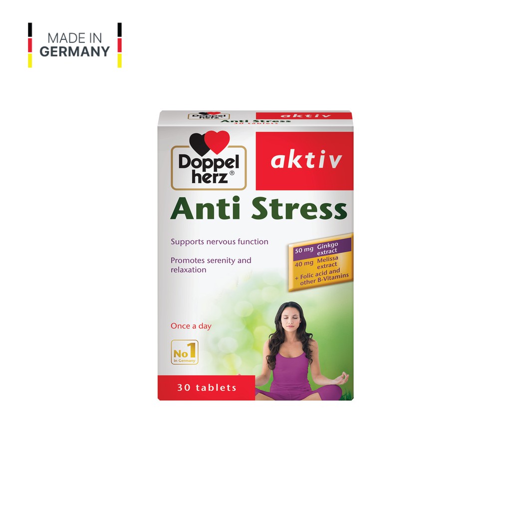 [TPCN Nhập Khẩu] Viên uống hỗ trợ ngủ ngon, giảm căng thẳng, mệt mỏi Doppelherz Aktiv Anti Stress (Hộp 30 viên)