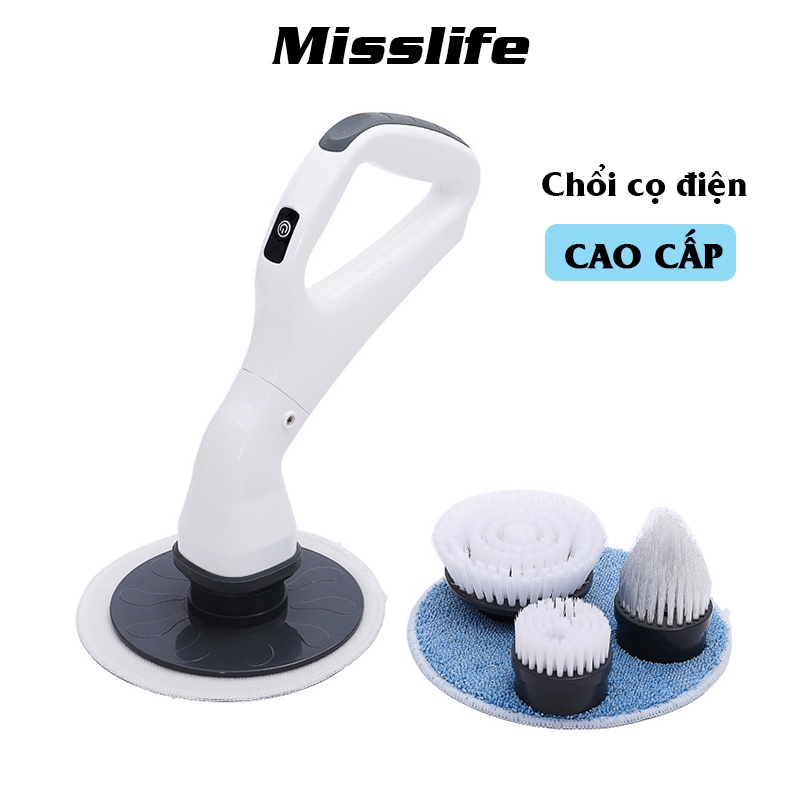 Chổi cọ điện Misslife cao cấp 4 đầu thay thế vệ sinh sàn nhà, bồn rửa mặt, bồn tắm, lau kính