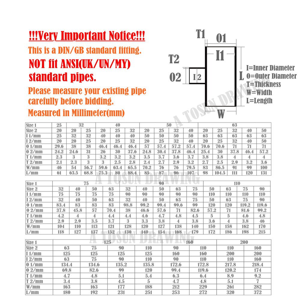 Set 5 Đầu Nối Ống Nước 25mm - 50mm 3 Màu