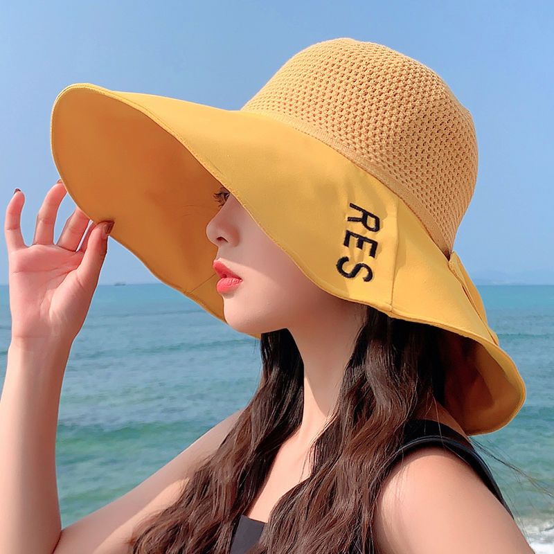 Mũ chống nắng đa năng nữ, mũ rộng vành đi biển, nón tai bèo nữ