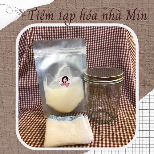 (Tặng khăn xô) Set 2 món: Men Viili kèm hũ thủy tinh làm sữa chua không cần ủ nhiệt, sp tốt cho sức khỏe.