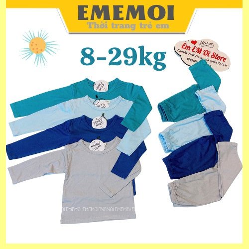 Bộ dài tay cho bé trai bé gái size đại 6-29kg, đồ bộ thun lạnh dài tay minky mom trơn trẻ em mặc ngủ ở nhà 1-8 tuổi