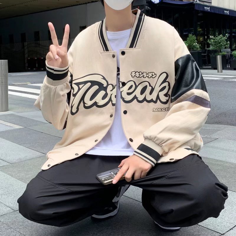 Áo khoác bóng chày dáng rộng phong cách năng động thời trang cho nam