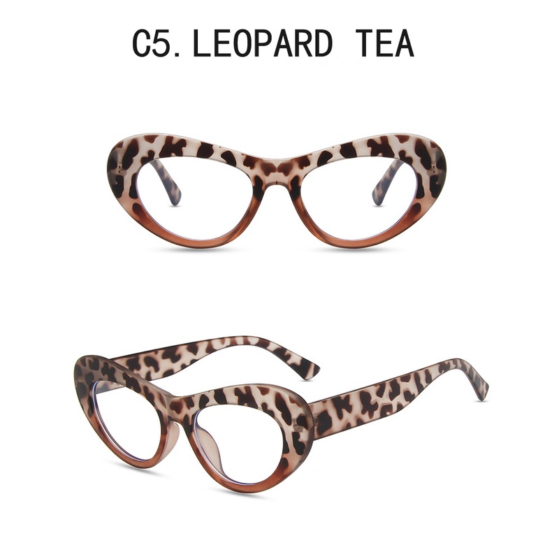 Kính mát SAMJUNE gọng oval mắt mèo họa tiết da báo thời trang cá tính dành cho nữ