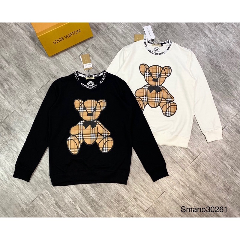 Áo nỉ đôi thu đông bbr in gấu kẻ sọc vàng | BigBuy360 - bigbuy360.vn