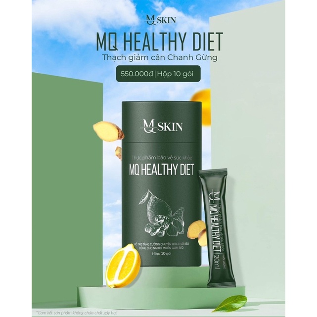 Thạch Giảm Cân MQSKIN CHANH GỪNG MQ HEALTHY DIET Tặng Viên Detox Diet Chew Loại Bỏ Mỡ Thừa Hộp 10 gói