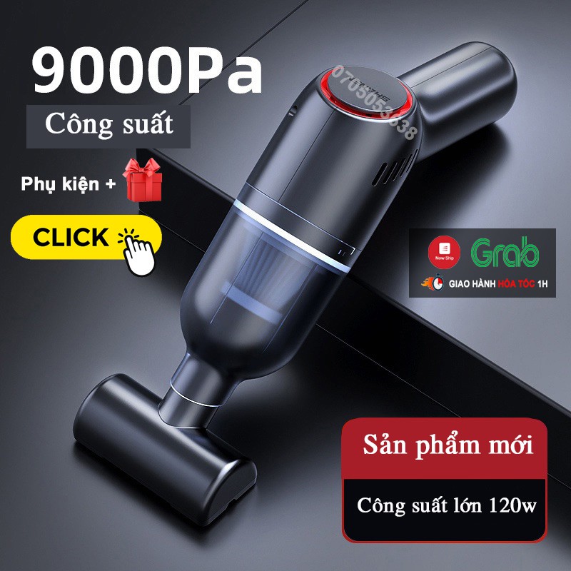 Máy hút bụi cầm tay mini, máy hút bụi giường, ô tô không dây SUITU LB-067C  lực hút 9000PA hút liên tục 30P MHB01