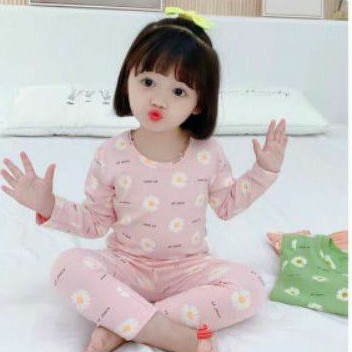 Bộ thu đông dài tay bé gái 7-17kg  in hình hoa cúc hot trend 2020 cực mềm mịn