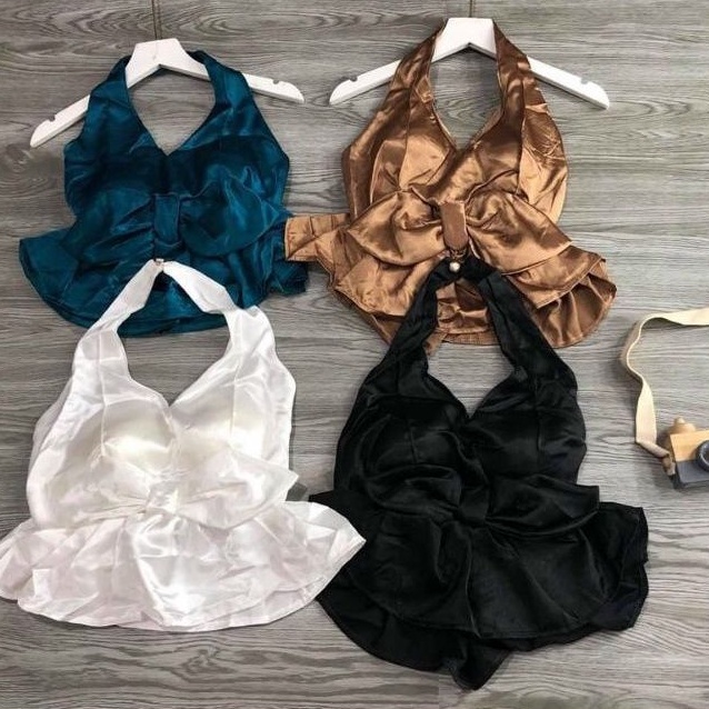 Áo phi lụa hở lưng cổ gài sexy (Có sẵn mod )