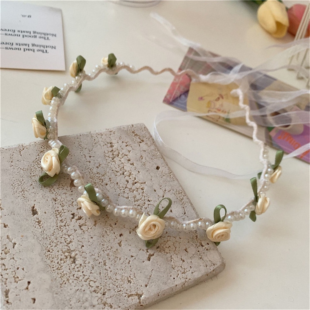 Băng Đô Cài Tóc Đính Hoa Ngọc Trai Thời Trang Cho Nữ