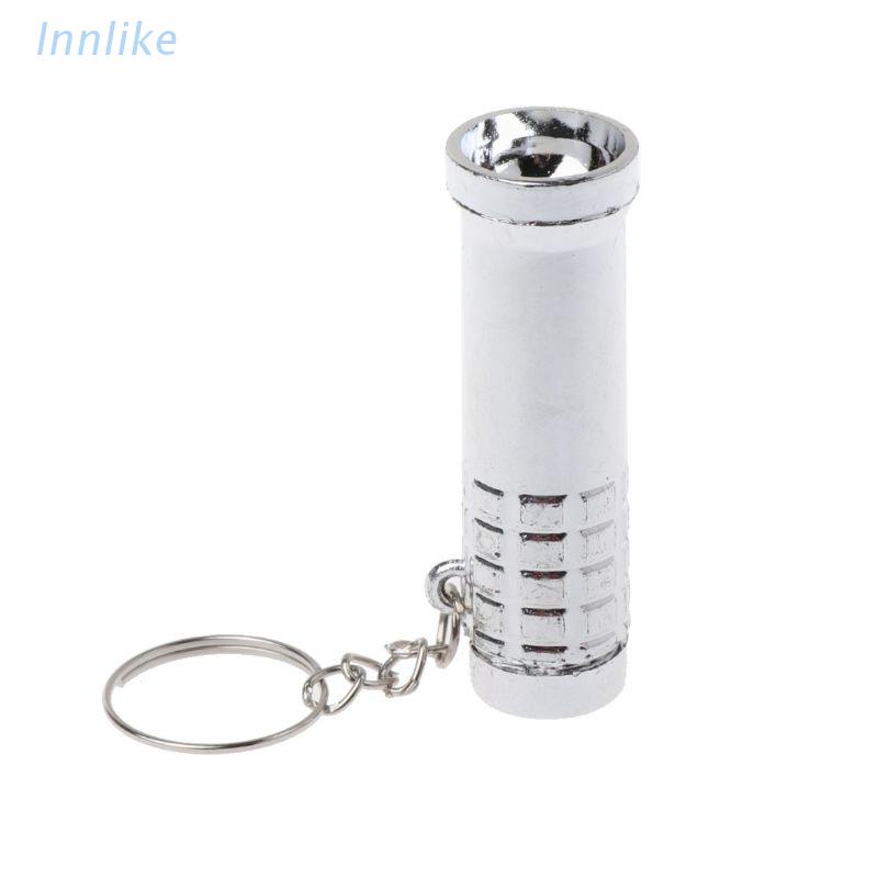 Móc khóa đèn pin LED 2 trong 1 mini màu trắng chiếu tia UV tím