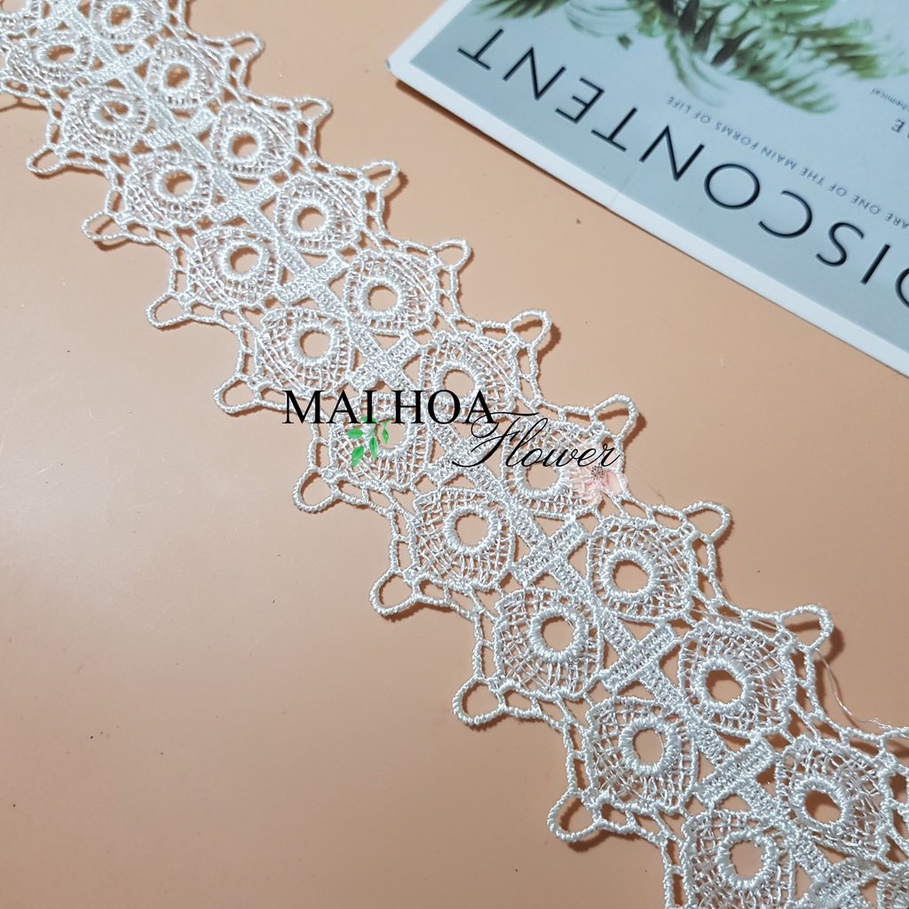 RC21 Cuộn 13 mét dây ren viền váy áo ren thêu hoa dùng may đồ Maihoaflower