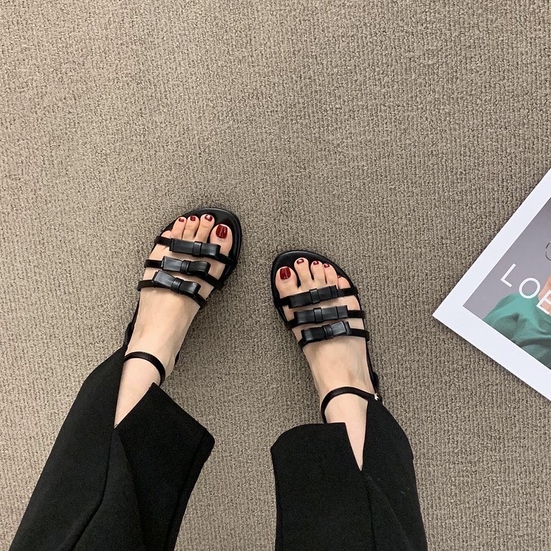 Sandal quai nơ đế thấp