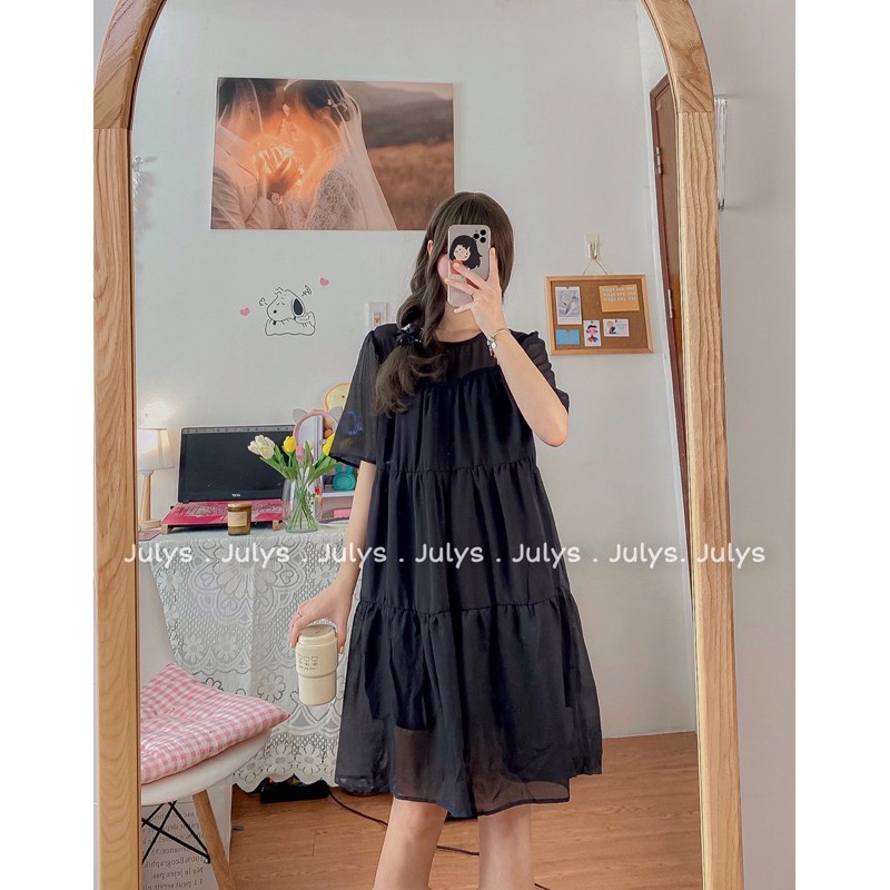 [Mã SKAMA06 giảm 8% tối đa 50K đơn 250K] Váy babydoll VOAN TƠ xếp tầng (ảnh thật shop chụp kèm video) | BigBuy360 - bigbuy360.vn