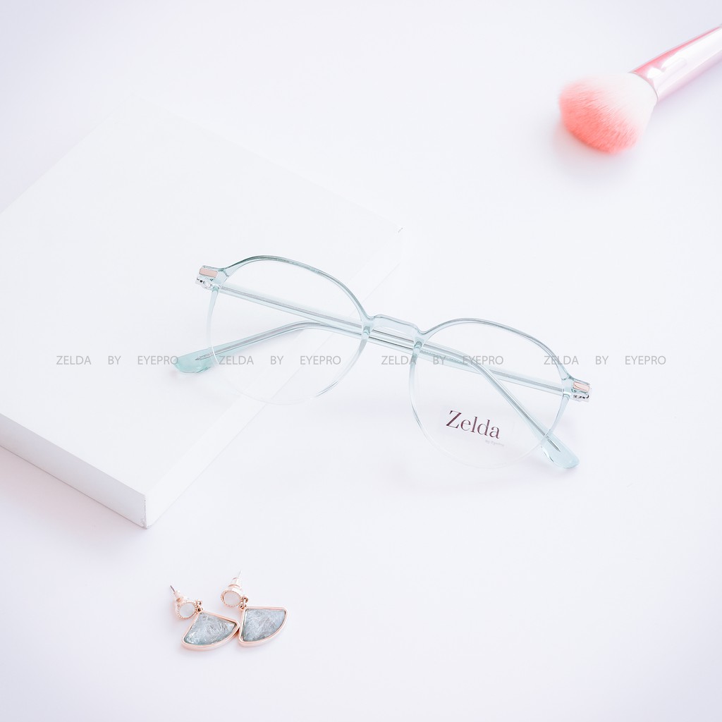 [LẮP SẴN CẬN]Gọng kính cận nữ, gọng cận nhựa dẻo cốt kim loại, mắt kính tròn Z8890G