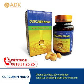 CURCUMIN NANO – Giúp giảm viêm đau dạ dày, tá tràng/ Chống oxy hóa, giảm tổn thương trên da do tác động xạ trị